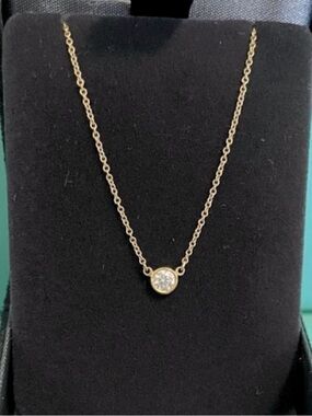 Tiffany Diamond by the yard 0.24 carat gold necklace